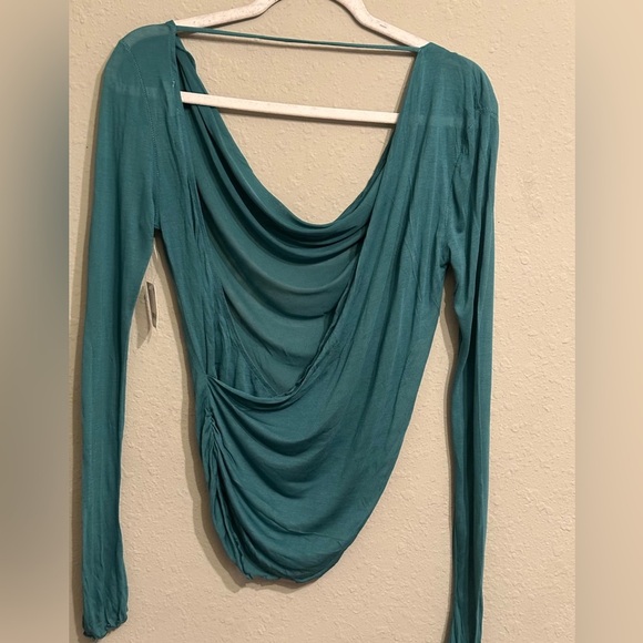 NWT Free people  TURQUOISE Drape Neck Blouse - Picture 3 of 8